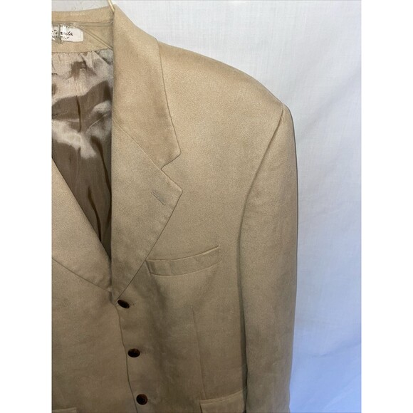 Brandini Dress Blazer Mens Size 40R Beige Three Button Long Sleeve - Picture 4 of 12